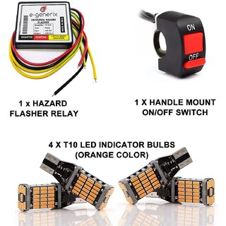                       Super Combo 32 Mode Universal Bike Hazard Flasher, Waterproof 32 Patterns Flasher, LED/Bulb Indicators Cross PIN(Set of 4), ON/Off Switch Combo                                              
