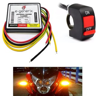                       32 Mode Universal Bike Hazard Flasher, Waterproof 16 Patterns Flasher Relay for LED/Bulb Indicators + Free On/Off Switch                                              