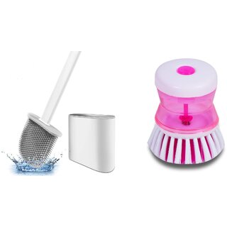                       Dish/Washbasin/Sink Cleaning Brush With Silicone Toilet Brush                                              
