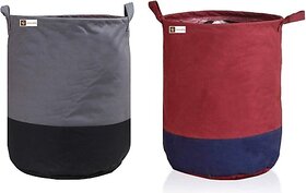 45 L Grey, Maroon Laundry Bag (Non Woven)