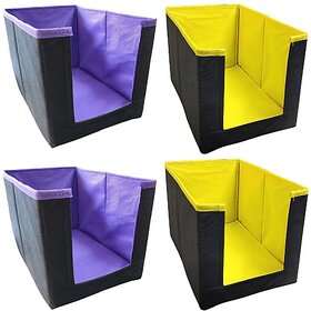 Unicrafts Shirt Stacker Wardrobe Organizer Clothing Organizer Cloth Cover Large Capacity Space Saver Stackable and Foldable Wardrobe Closet Organiser Shirt Organizer Combo Pack of 4 Pc (2 Purple, 2 Yellow) ST_PrY22 (Purple, Yellow)