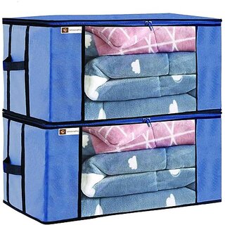 Unicrafts Underbed Storage Bag Blanket Storage Bag Organizer Blanket Cover with a Large Transparent Window and Side Handles UB_Blue2 (Blue) Unicrafts Underbed Storage Bag Blanket Storage Bag Organizer Blanket Cover with a Large Transparent Window and Side Handles UB_Blue2 (Blue)