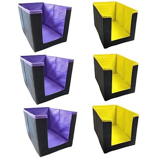                       Unicrafts Shirt Stacker Wardrobe Organizer Clothing Organizer Cloth Cover Large Capacity Space Saver Stackable and Foldable Wardrobe Closet Organiser Shirt Organizer Combo Pack of 6 Pc (3 Purple, 3 Yellow) ST_PrY33 (Purple, Yellow)                                              