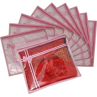                       Single Saree Covers Saree Cover Storage Organiser SareeCovers12 (Pink)                                              