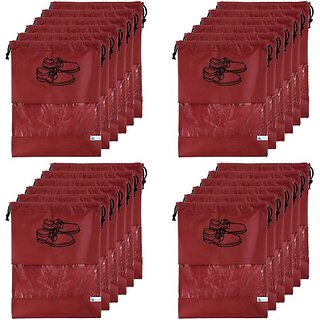                       Unicrafts Shoe Cover 24 Piece Travel Shoe Bag Non Woven Shoe Storage Covers Portable Shoe Pouch for Travelling and Footwear Pack of 24 Pc Maroon Shoe Cover for Travel Maroon_24 (Maroon)                                              