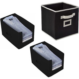                       Unicrafts Storage Box Shirt Stacker Storage Box for Wardrobe Clothes SqSTBlack1 (Black)                                              