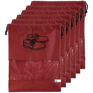                       Unicrafts Shoe Cover 6 Piece Travel Shoe Bag Non Woven Shoe Storage Covers Portable Shoe Pouch for Travelling and Footwear Pack of 6 Pc Maroon Shoe Cover for Travel Maroon_06 (Maroon)                                              