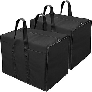                       Unicrafts Nylon Underbed Unicrafs Nylon Underbed Storage Bag 85 L Pack Of 2 (Black, 57x 36.5X 40.5 cm) Underbed Storage Bag Nylon 85L F-Black02 (Black)                                              