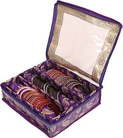 Unicrafts Bangle Box Organiser Wooden 3 Rod Chudi Bracelet Organizer Set of 1 Pc Bangle Box Vanity Box (Purple) Bangle Box Organizer Vanity Box (Purple)
