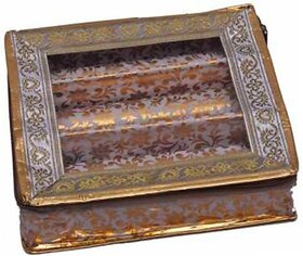 Unicrafts Bangle Box Wooden 3 Rod Chudi Bracelet Organizer 1 Pc Bangle box Vanity Box (Golden) Bangle Box Organizer Vanity Box (Golden)