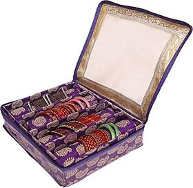 Unicrafts Bangle Box Organiser Wooden 4 Rod Chudi Bracelet Organizer Set of 1 Pc Bangle Box Vanity Box (Purple) Bangle Box Organizer Vanity Box (Purple)