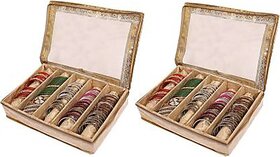 Unicrafts Bangle Box Organiser Wooden 5 Rod Chudi Bracelet Organizer Set of 2 Pc Bangle box Vanity Box (Golden) Bangle Box Organizer Vanity Box (Golden)