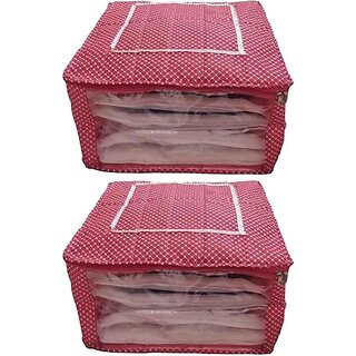                       Unicrafts Saree Cover Saree Cover 12 Flaps High Quality Designed Garment Storage Organizer Saree Storage Bag for Clothes 1 Bag for keeping 12 Sarees Wedding Collection Gift Pack of 2 Pc Pink 12Flaps_02 (Pink)                                              