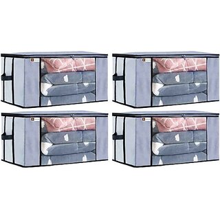                       Unicrafts Underbed Storage Bag Blanket Storage Bag Organizer Blanket Cover with a Large Transparent Window and Side Handles UB_Grey4 (Grey)                                              