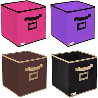                      Unicrafts Shelf Organizers (Black, Pink, Purple, Brown, Microfibre)                                              
