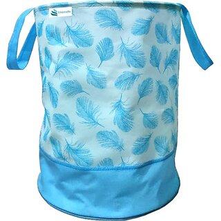                       Unicrafts Laundry Bag 45 L Leaf Print Foldable Laundry storage Bag with Side Handles Durable and Collapsible Laundry Basket for Dirty Clothes Pack of 1 Pc Blue ()                                              