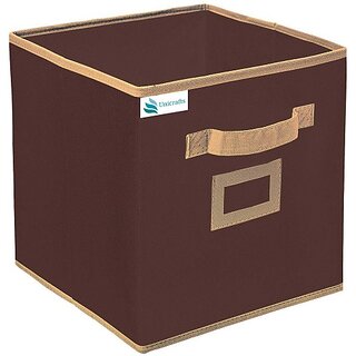                       Unicrafts Storage Box Organizer for Clothes Wardrobe Clothing Organiser Pack of 1 Pc Brown ()                                              