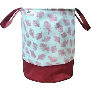                       Unicrafts Laundry Bag 45 L Leaf Print Foldable Laundry storage Bag with Side Handles Durable and Collapsible Laundry Basket for Dirty Clothes Pack of 1 Pc Maroon ()                                              