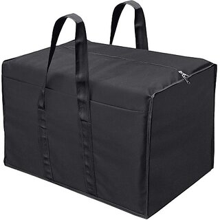                       Unicrafts Foldable Nylon Underbed for Wardrobe Clothes Lehenga ,Blankets Storage Bag Black Pack of 1 (Black)                                              