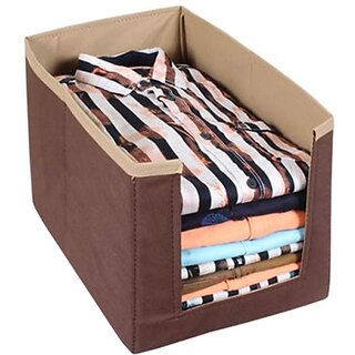                       Unicrafts Shirt Stacker Wardrobe Organizer Clothing Organizer Cloth Cover Large Capacity Space Saver Closet Almirah Organizer and Storage for Clothes Foldable Shirt Storage Organizer Pack of 1 Pc Brown ()                                              