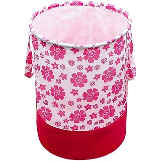                       Unicrafts Laundry Bag 45 L Foldable Laundry Bag Pack of Flower Print 1 Pc Pink ()                                              