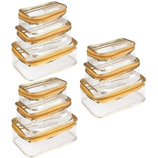 Unicrafts Vanity Box Multipurpose Makeup Jewellery Organizer Transparent Vanity Pouches Multipurpose Vanity Box (Golden)