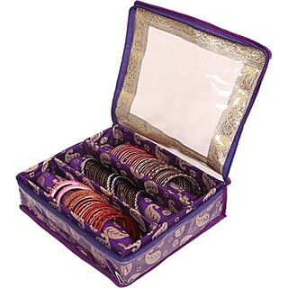 Unicrafts Bangle Box Organiser Wooden 3 Rod Chudi Bracelet Organizer Set of 1 Pc Bangle Box Vanity Box (Purple) Bangle Box Organizer Vanity Box (Purple)