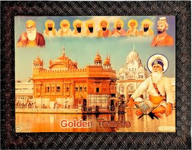 Deep Singh ji with All Ten Sikh Gurus (25.5 cm x 35.5 cm ) Golden Temple
