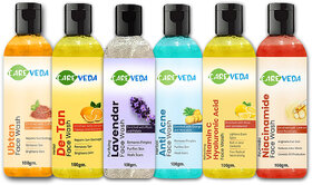 CareVeda Ubtan, De Tan, Lavender, Anti Acne, Vitamin C, Niacinamide Face Wash Combo Set of 6
