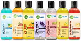 CareVeda Anti Acne, Ubtan, De Tan, Lavender, Glycolic, Vitamin C, Niacinamide Face Wash Combo Set of 7