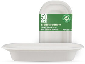 50 Pieces Biodegradable Hinged 16 Oz Oval Container Base Only