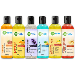 CareVeda Ubtan, De Tan, Lavender, Anti Acne, Vitamin C, Niacinamide Face Wash Combo Set of 6 CareVeda Ubtan, De Tan, Lavender, Anti Acne, Vitamin C, Niacinamide Face Wash Combo Set of 6