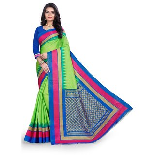                       SVB Sarees Green Colour Mysore Silk Saree With Blouse Piece                                              