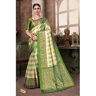SVB SAREE Green Colour khadi Silk saree With Blouse piece SVB SAREE Green Colour khadi Silk saree With Blouse piece
