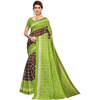 SVB Green Mysore Silk Printed With Blouse Saree SVB Green Mysore Silk Printed With Blouse Saree