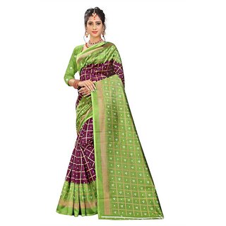                       SVB Green Mysore Silk Printed With Blouse Saree                                              