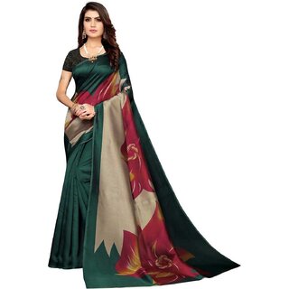                       Svb Green Printed Mysore Silk With Blouse Saree                                              