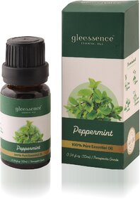 gleessence 100 Pure  Natural Peppermint Essential Oil Undiluted (10 ml)- Therapeutic grade Oil for Hair, Skin, Face, C