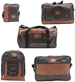 Brown Leatherite Travel Bags (Pack of 5)