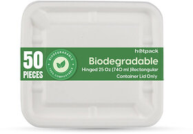 50 Pieces Biodegradable Hinged 25 Oz Rectangular Container Lid Only