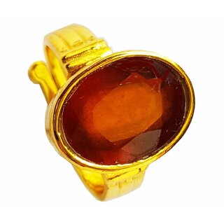 PRATEEK ENTERPRISES NATURAL GARNET (GOMED) GOLD PLATED ADJUSTABLE RING PRATEEK ENTERPRISES NATURAL GARNET (GOMED) GOLD PLATED ADJUSTABLE RING