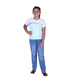                       Kid Kupboard Cotton Girls T-Shirt, Multicolor, Half-Sleeves, Crew Neck, 11-12 Years KIDS4750                                              