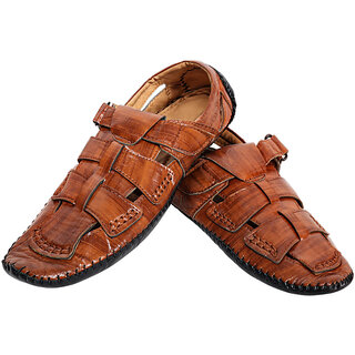                       Jenja Comfortable Leatherite Men's Sandals JS1VO (BROWN)                                              