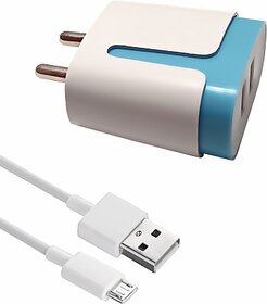 Digimate 2.4A Dual Port USB Mobile Charger with FREE Micro USB Cable (Blue)