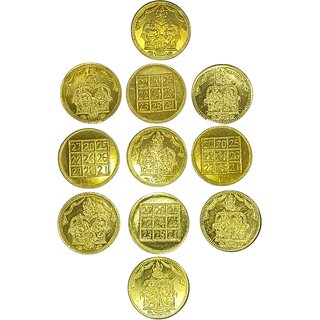 Lakshmi Kubera Coins Big Size 3cm Dia 11 Pcs for Wealth Attraction Pooja / Temple Puja / Archana