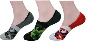 DDH Men  Women Printed No Show Socks  (Pack of 3)-Cammey