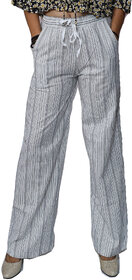 Aarlizah Women Pure Cotton Striped Parallel Pants