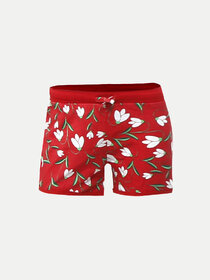 Red Floral Printed Shorts