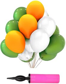 KKKRETAILERS Pack of 50 with Pump Tiranga Tricolor Balloons for Republic Day Independence Day 26 January 15 August Decoration Orange, Green and White Balloons