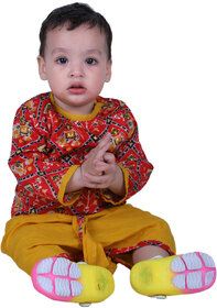 Kid Kupboard Cotton Baby Boys Kurta and Dhoti Pant, Multicolor, Full-Sleeves, V-Neck, 9-12 Months KIDS4745